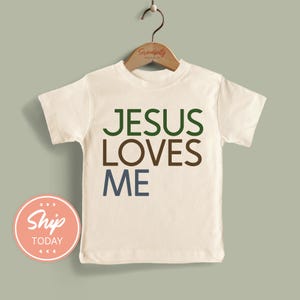 Jesus Loves Me Toddler Shirt, Christian Toddler Shirt, Church Outfit for Kids, Religious Gift for Toddlers, Faith-Based Kids Shirt(KA-REL42)