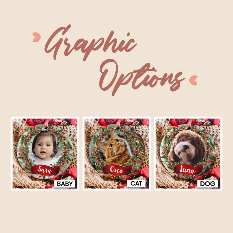 Personalized Cat Photo Ornament, Ideal for Christmas Tree Decor, Perfect Gift for Cat Owners, Memorable Gift for Cat Lovers (OP-6 Cat) image 2
