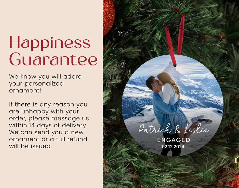Personalized Engagement Celebration Ornament, Perfect for Newly Engaged Couples, Memorable Holiday Gift image 3