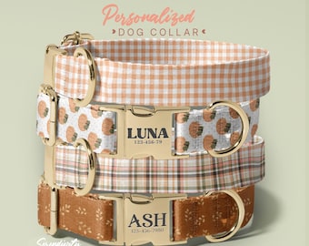 Halloween Plaid Dog Collar, Trick Or Treat Dog Collar, Pumpkin Spice Dog Accessories, Ghost Dog Collar, Best Halloween Dog Collar, (P131)