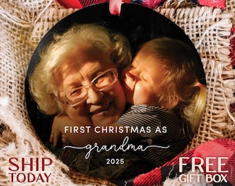 First Christmas As Grandma Ornament, Custom Photo Ornament Gift For Grandma, Promoted To Grandmother Ornament