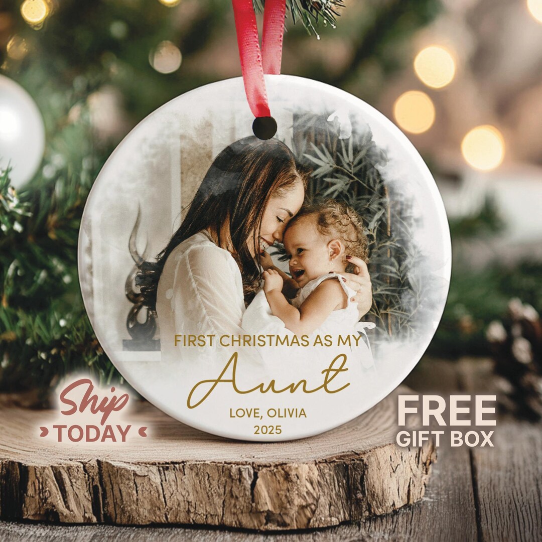Aunt Christmas Ornament With Custom Photo: Personalized New Aunt Gift ...