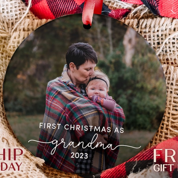 First Christmas As Grandma Ornament, Custom Photo Ornament Gift For Grandma, Promoted To Grandmother Ornament