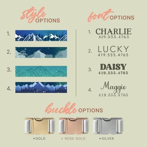 Mountain Dog Collar Leash Set With Personalized Engraved Pet Name - Graphic Dog Collar - Adjustable Dog Collar - Dog Lover Gift (P73) Bild 2