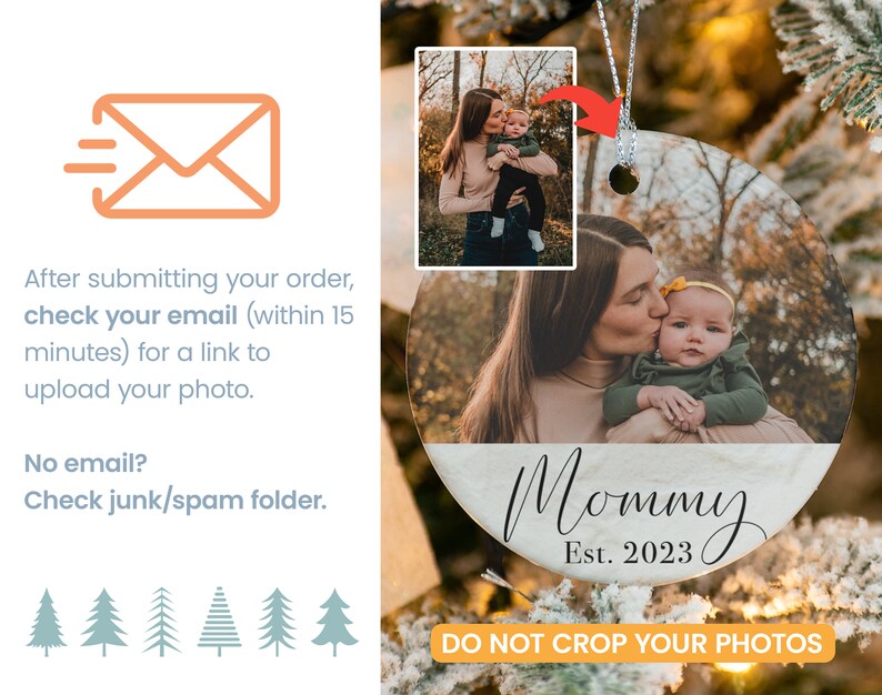 First Christmas As Grandma Ornament, Custom Photo Ornament Gift For Grandma, Promoted To Grandmother Ornament image 5