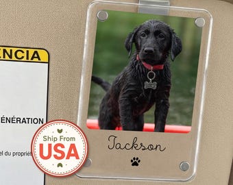 Pet Memorial Gift | Custom Dog Photo Car Visor Clip | Personalized Dog Loss Keepsake | Pet Sympathy Gift | Dog Memory Gift (CV-12)