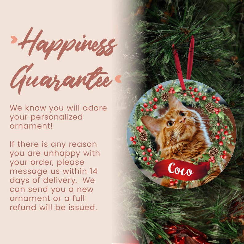 Personalized Cat Photo Ornament, Ideal for Christmas Tree Decor, Perfect Gift for Cat Owners, Memorable Gift for Cat Lovers (OP-6 Cat) image 4