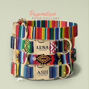 Southwestern Dog Collar Leash Set - Collar And Leash Set Designer Collar - Customized Pet Accessories - Engraved Name On Dog Collar (P69)