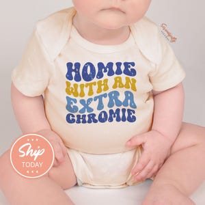 Homie With An Extra Chromie Onesie®, Special Needs Baby Bodysuit, Down Syndrome Awareness Baby Romper, Special Baby Shower Gift, (KA-AUT75)
