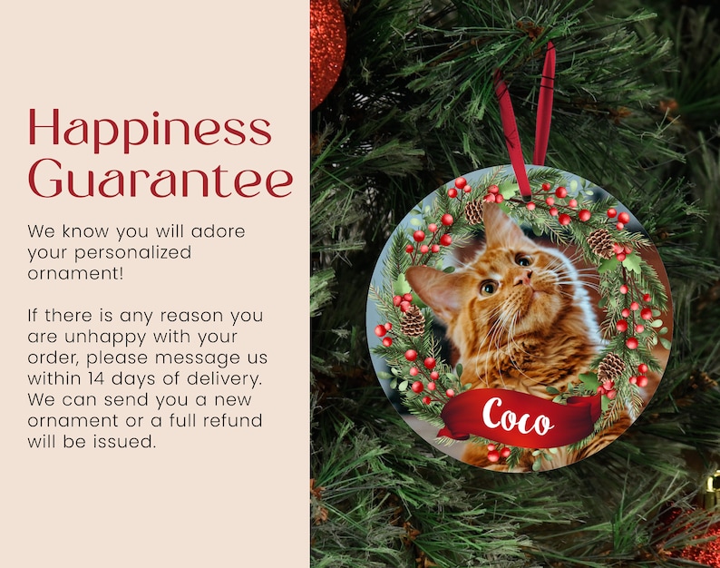 Personalized Cat Photo Ornament, Ideal for Christmas Tree Decor, Perfect Gift for Cat Owners, Memorable Gift for Cat Lovers image 4