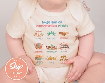Immigration Rights Baby Onesies® Brand: Pro Immigrant Activist Bodysuit, No King Newborn Outfit (KA-WOM15)
