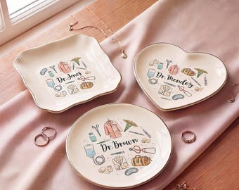 Personalized Doctor Trinket Dish | Medical Professional Gift | Custom Name Jewelry Dish | Graduation Gift for Doctor (FJ-80)