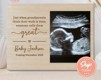 Pregnancy Announcement Gift for Great Grandparents, Personalized Photo Board For Great Grandparents, Ultrasound Picture Keepsake(B-FAM10)
