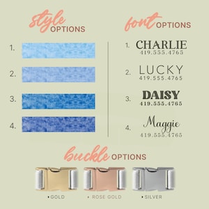 Blue Dog Collar Personalized, Multiple Colour Pet Collar, Dog Lovers Gift, Engraved Dog Name, (P2) image 2