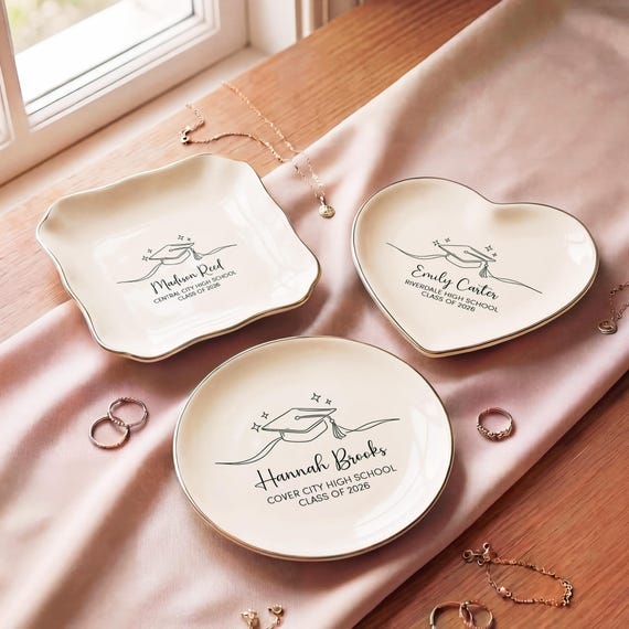 Personalized Graduation Ring Dish | High School Graduation Gift for Her| Graduate Gift Keepsake (FJ-46)