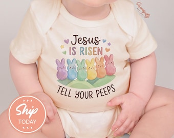 Christian Easter Baby Onesies® Brand:  Jesus Is Risen Bodysuit, Cute Religious Baby Shower Gift(KA-EAS19)