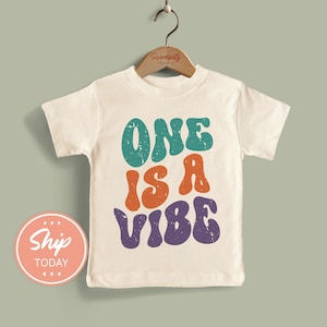 Retro One Is A Vibe Birthday Toddler Shirt, 1st Birthday Outfit, Groovy Theme Party Shirt, Boho Birthday Gift, Kids Hippie Shirt(KA-BIR72)