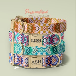 Personalized Bohemian Dog Collar, Mexican Dog Collar, Gift for Dogs, Aztec Pet Collar, Customized Pet Accessories, (P23)