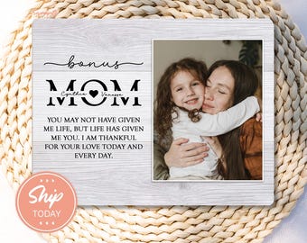 Personalized Bonus Mom Keepsake Picture Frame | Custom Stepmom Gift Mother's Day | Wooden Photo Frame Stepmother Present (B-MOM9)