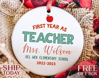 Christmas Ornaments - First Year Teacher Christmas Ornament, Personalized Keepsake for New Educators, Perfect Teacher's Gift