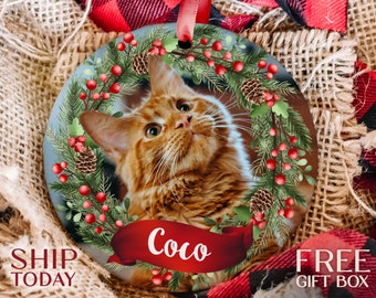 Adorno fotográfico de gato personalizado, ideal para decoración de árboles de Navidad, regalo perfecto para dueños de gatos, regalo memorable para amantes de los gatos