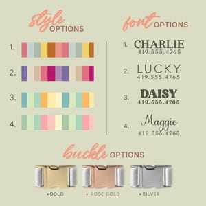 Striped Dog Collar with Name - Personalized Collars for Small Medium Large Dogs - Colorful Pet Collar - Adjustable Size (P97) image 2