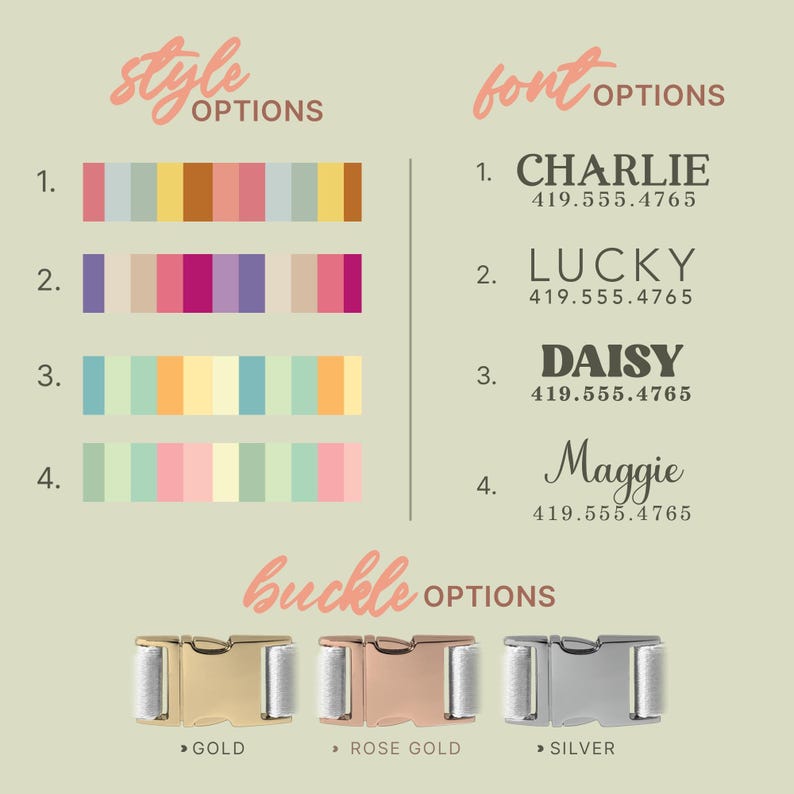 Striped Dog Collar with Name - Personalized Collars for Small Medium Large Dogs - Colorful Pet Collar - Adjustable Size (P97) image 2