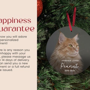 Custom Forever Loved Cat Ornament, Cat Remembrance Gift, Pet Memorial Christmas Decoration, Cat Photo Keepsake image 3