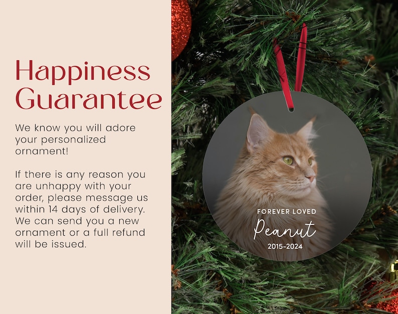 Custom Forever Loved Cat Ornament, Cat Remembrance Gift, Pet Memorial Christmas Decoration, Cat Photo Keepsake image 3