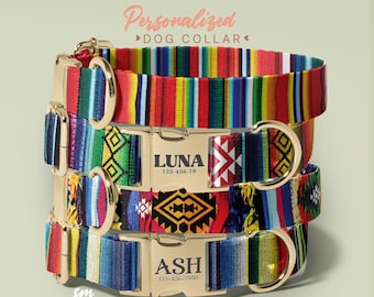 Personalized Bohemian Dog Collar - Customized Pet Accessories - Boho Dog Collar - Adjustable Size - Gift for Dogs (P69)