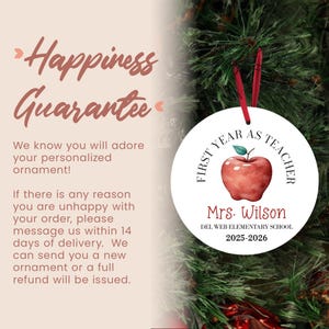 Custom First Year As Teacher Ornament, Personalized Christmas Ornament, School Ornament, New Teacher Xmas Gift, Gift From Pupil image 5