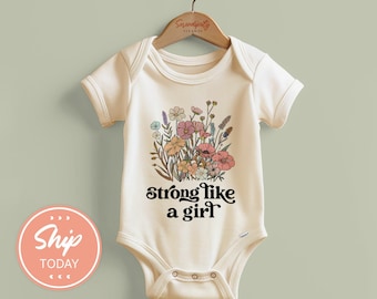 Strong Like A Girl Onesies® Brand, Feminist Baby Bodysuit, Women's Rights Baby Clothes, Girl Power Baby Gift, (KA-WOM60)