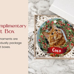 Personalized Cat Photo Ornament, Ideal for Christmas Tree Decor, Perfect Gift for Cat Owners, Memorable Gift for Cat Lovers image 2