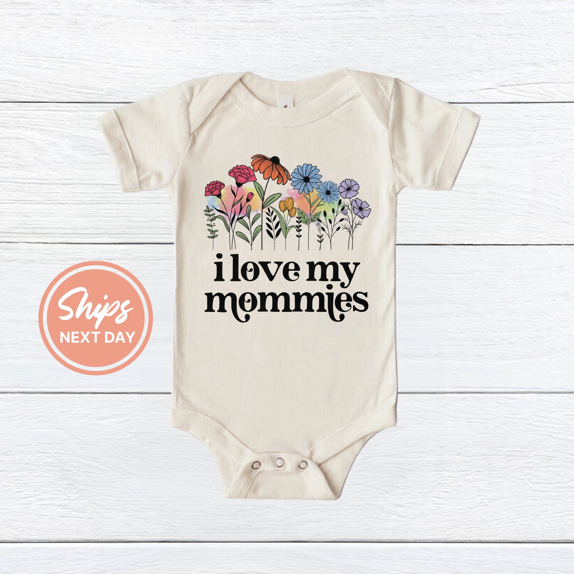 I Love My Mommies Floral Onesies Brand Lesbian Moms Bodysuit Pregnancy Announcement LGBT Baby Outfit KA PRI35 Etsy