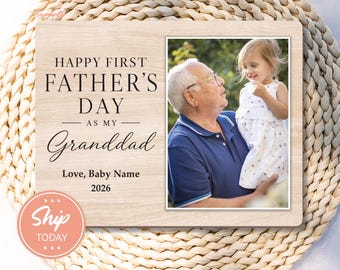 Personalized First Father's Day Gift Granddad | Custom Grandpa Photo Frame | New Grandpa Gift | (B-DAD30)