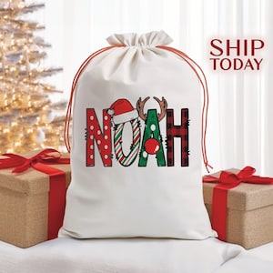 Personalized Christmas Bags With Name For Baby, Christmas Baby Shower Bag, Custom Baby initial ,1st Christmas Gift, Xmas Bag