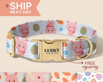 Personalized Easter Dog Collar With Engrave Name, Dog Accessories For Easter, Custom Dog Collar With Dog Name, (P58)