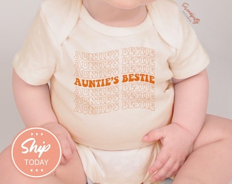 Auntie's Bestie Onesie®, Promoted To Auntie Gift For baby, Auntie Niece Nephew Clothes, I Love My Aunt Apparel, (KA-FAM77)