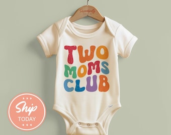 Two Moms Club Groovy Onesies® Brand, Two Moms Bodysuit, Pride Baby Outfit, LGBT Baby Clothes, (KA-PRI20)