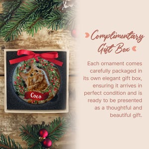 Personalized Cat Photo Ornament, Ideal for Christmas Tree Decor, Perfect Gift for Cat Owners, Memorable Gift for Cat Lovers (OP-6 Cat) image 3