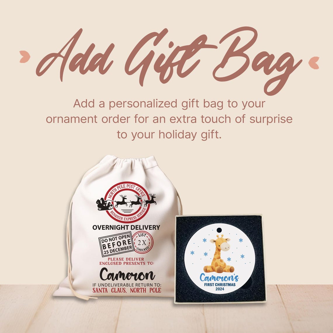 Personalized Heart Shaped Christening Ornament, Custom Baptism Ornament