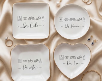 Personalized Optometrist Gift Jewelry Dish | Custom Eye Doctor Ring Holder | Medical Professional Graduation Present (FJ-73)