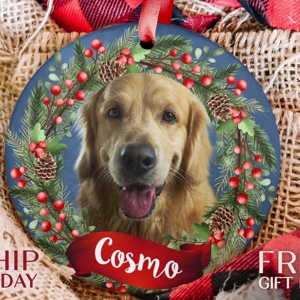 Christmas Ornament with Personalized Dog Photo, Great for Seasonal Home Decor, Thoughtful Pet Lovers Present