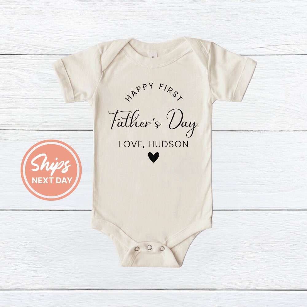 Fathers Day Onesie Personalized Happy First Father'S Day Onesie®, First Father'S Day Gift For Baby, Father'S Day 2024 Baby Bodysuit, (Ka-Dad1) Our First Father Day Unisex Style Shirthome