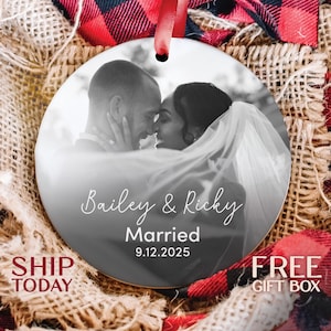 Personalized First Christmas Married Ornament, Custom Marriage Keepsake, Newly Wed Christmas Present, Mr And Mrs Ornament
