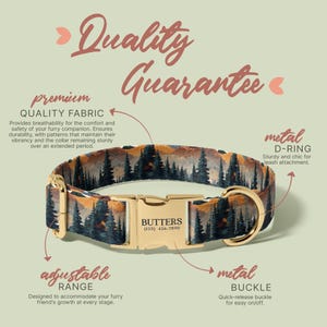 Collar para perro con diseño de bosque, grabado, personalizado con nombre, regalo para amantes de los perros, único (P109) imagen 5