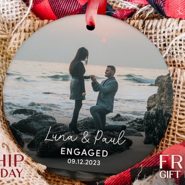 Personalized Engagement Celebration Ornament, Perfect for Newly Engaged Couples, Memorable Holiday Gift