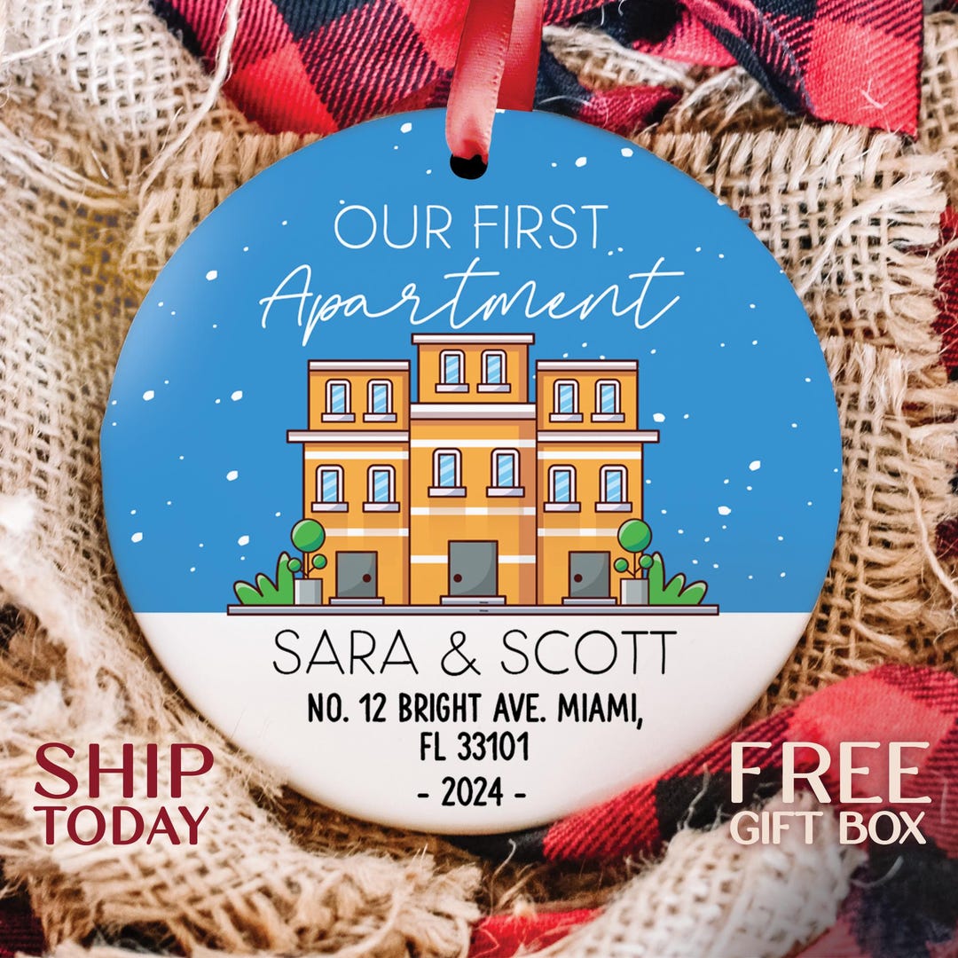 Our First Apartment Ornament, Custom Address Ornament, Housewarming