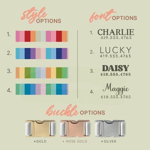 Personalized Striped Dog Collar, Soft & Adjustable, Collars for Small Medium Large Dogs, Colorful Pet Collar, Dog Collar With Name, (P12) image 2