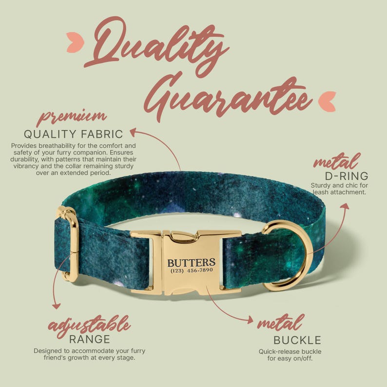 Starry Night Personalized Dog Collar And Leash Set - Engraved Name On Dog Collar - Customised Dog Collar - Dog Accessories (P78) image 5
